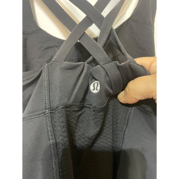 Lululemon Black Floral Print Strappy Tank Top With Built-In Bra Womens Size S - Picture 3 of 5